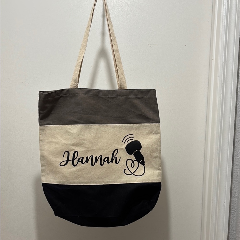 Hannah Black and Tan Canvas Tote Bag with Durable Design